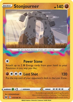 Stonjourner Pokemon card from Lost Origin, card number 111