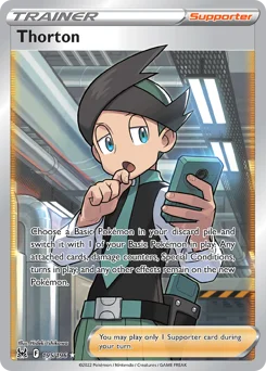 Thorton Pokemon card from Lost Origin, card number 195