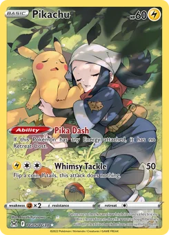 Pikachu Pokemon card from Lost Origin Trainer Gallery, card number TG05