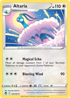 Altaria Pokemon card from Silver Tempest, card number 143