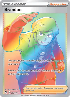 Brandon Pokemon card from Silver Tempest, card number 203