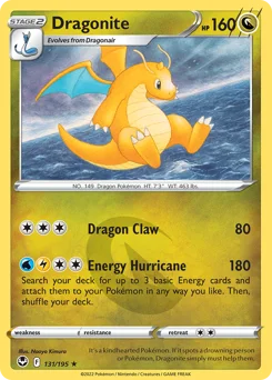 Dragonite Pokemon card from Silver Tempest, card number 131