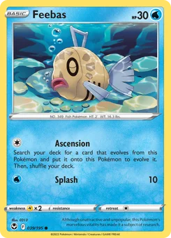 Feebas Pokemon card from Silver Tempest, card number 39
