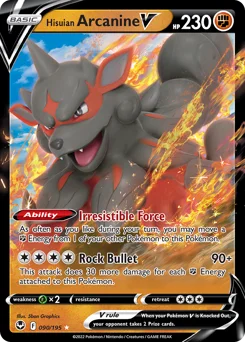 Hisuian Arcanine V Pokemon card from Silver Tempest, card number 90