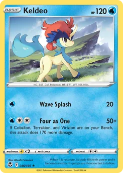 Keldeo Pokemon card from Silver Tempest, card number 46