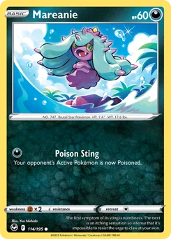 Mareanie Pokemon card from Silver Tempest, card number 114