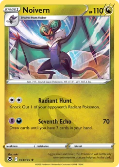 Noivern Pokemon card from Silver Tempest, card number 133
