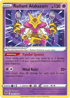 Radiant Alakazam Pokemon card from Silver Tempest, card number 59