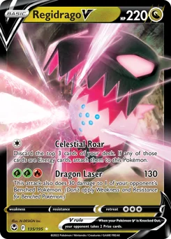 Regidrago V Pokemon card from Silver Tempest, card number 135