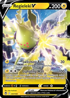 Regieleki V Pokemon card from Silver Tempest, card number 57