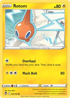 Rotom Pokemon card from Silver Tempest, card number 53