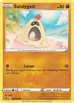 Sandygast Pokemon card from Silver Tempest, card number 99