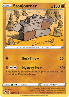 Stonjourner Pokemon card from Silver Tempest, card number 101