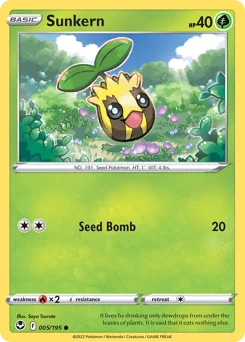 Sunkern Pokemon card from Silver Tempest, card number 5