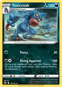 Toxicroak Pokemon card from Silver Tempest, card number 110