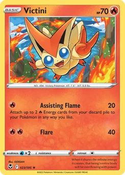 Victini Pokemon card from Silver Tempest, card number 23