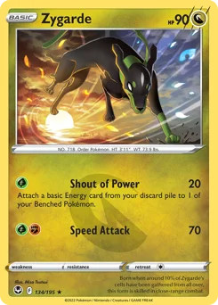 Zygarde Pokemon card from Silver Tempest, card number 134