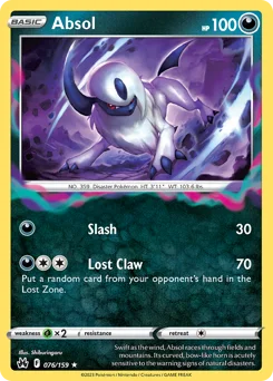Absol Pokemon card from Crown Zenith, card number 76