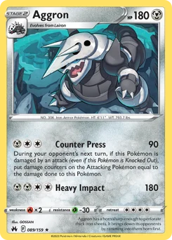 Aggron Pokemon card from Crown Zenith, card number 89