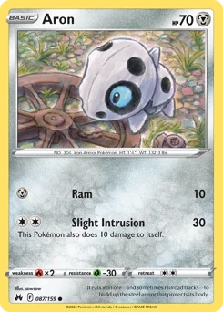 Aron Pokemon card from Crown Zenith, card number 87