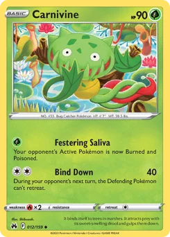 Carnivine Pokemon card from Crown Zenith, card number 12