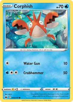 Corphish Pokemon card from Crown Zenith, card number 33