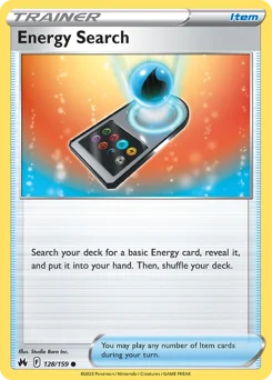 Energy Search Pokemon card from Crown Zenith, card number 128