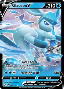 Glaceon V Pokemon card from Crown Zenith, card number 38