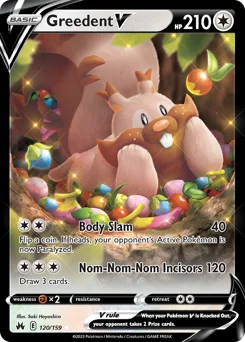 Greedent V Pokemon card from Crown Zenith, card number 120