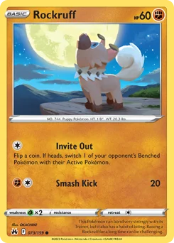 Rockruff Pokemon card from Crown Zenith, card number 73