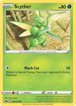 Scyther Pokemon card from Crown Zenith, card number 6