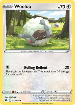 Wooloo Pokemon card from Crown Zenith, card number 121