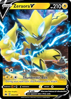 Zeraora V Pokemon card from Crown Zenith, card number 53
