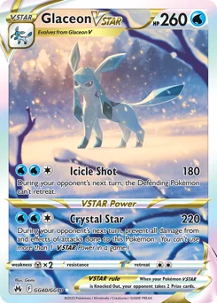 Glaceon VSTAR Pokemon card from Crown Zenith Galarian Gallery, card number GG40