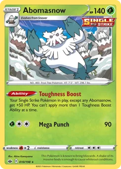 Abomasnow Pokemon card from Chilling Reign, card number 10