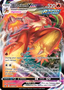 Blaziken VMAX Pokemon card from Chilling Reign, card number 21