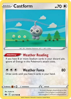 Castform Pokemon card from Chilling Reign, card number 121