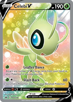 Celebi V Pokemon card from Chilling Reign, card number 160
