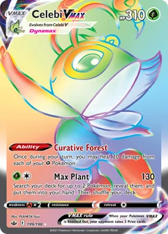 Celebi VMAX Pokemon card from Chilling Reign, card number 199