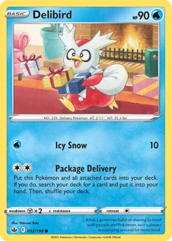 Delibird Pokemon card from Chilling Reign, card number 32