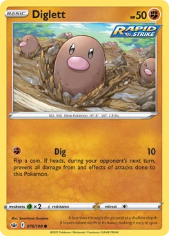 Diglett Pokemon card from Chilling Reign, card number 76