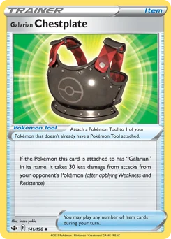 Galarian Chestplate Pokemon card from Chilling Reign, card number 141