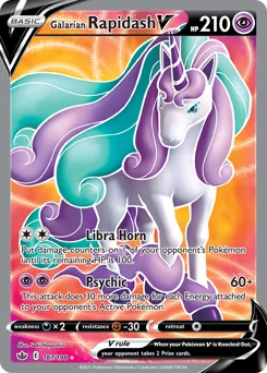 Galarian Rapidash V Pokemon card from Chilling Reign, card number 167