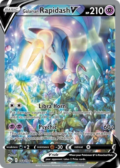 Galarian Rapidash V Pokemon card from Chilling Reign, card number 168