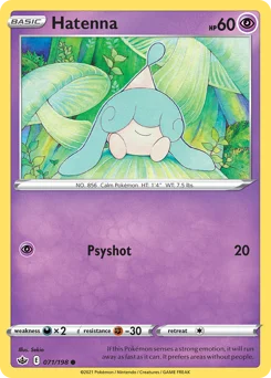 Hatenna Pokemon card from Chilling Reign, card number 71