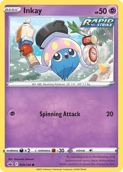 Inkay Pokemon card from Chilling Reign, card number 69