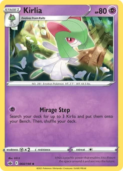 Kirlia Pokemon card from Chilling Reign, card number 60