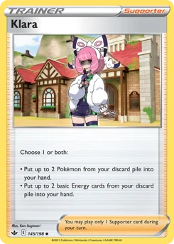 Klara Pokemon card from Chilling Reign, card number 145
