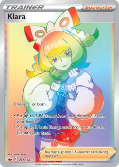 Klara Pokemon card from Chilling Reign, card number 217