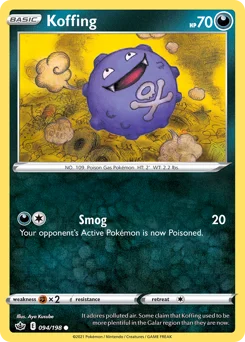 Koffing Pokemon card from Chilling Reign, card number 94